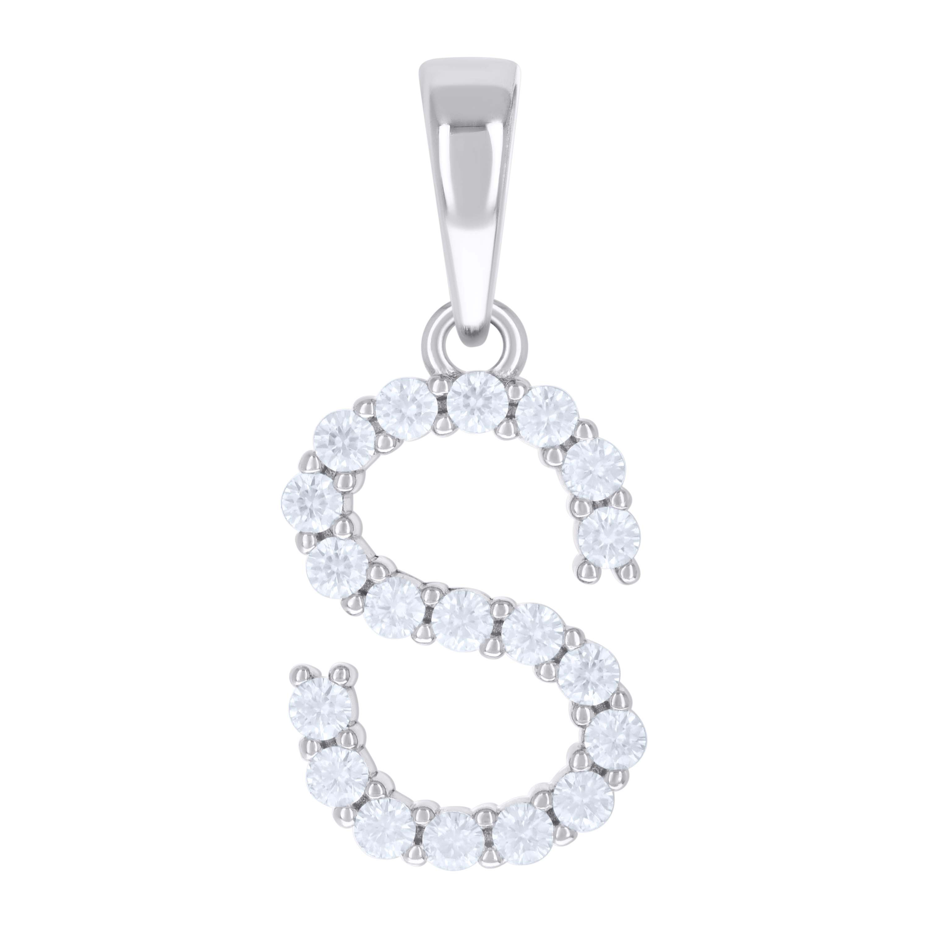 925 Sterling Silver Unisex 0.60ct Moissanite Initial S Alphabet Charm Pendant